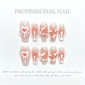 Handbemalte 3D-Creme-Schlangen und Herz-Nägel mit rosa Farbverlauf Finish - Groß (L) / Weiche Cremige Schlange