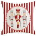 Fodera per cuscino natalizia con soldati schiaccianoci e strisce rosse e bianche - Strisce Schiaccianoci / 45*45cm Lino monofacciale