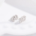 Separador de perlas de plata S925 de tres filas con micro circonitas para bisutería DIY - Platino Tres Diamantes Doble Agujero