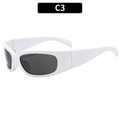 Y2K-Sportsonnenbrille mit weißem C3-Rahmen und dunkelgrauen Gläsern zum Radfahren - Weißer Rahmen Graue Gläser