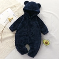 Dunkelblauer Baby-Fleece-Einteiler mit Bärenohren und Reißverschluss für Babys - 66CM / Marineblau