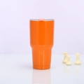 30oz orange stainless steel insulated car tumbler with transparent lid and sliding closure - 30oz / Painted Orange Red