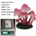 Pink miniature mushroom resin ornament with grass base for garden and aquarium decoration - Mushroom Style D