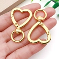 Set of two heart-shaped golden metal spring ring keychains for DIY bag accessories - Heart Shape / Gold