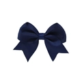 Handmade navy blue grosgrain ribbon bow hair clip with double-wing design for girls - Navy Blue