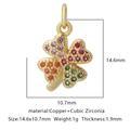 Golden clover pendant with multicolor cubic zirconia and detailed size measurements - Multicolor Zirconia Style 12 / Gold