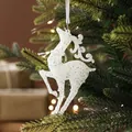 Décoration de renne blanc pailleté pour sapin de Noël, taille 10x7cm, poids 21,6g - Style F (Petit Renne)