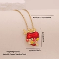 Gold-plated heart pendant necklace with flame and sword detail, size 2cm by 1.6cm - Sword Rose Immaculate Heart Style (4#)