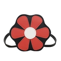 Cute tricolor flower mini shoulder bag for girls in black and red PU leather - Red