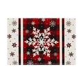 Christmas linen placemat with red and black buffalo plaid and white snowflake print - Plaid Snowflake / Regular Linen