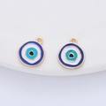 Détail de breloques mauvais œil avec émail bleu et blanc et finition dorée - Pendentif à Boucle Unique / Doré