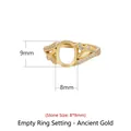 Monture de bague en argent S925 avec finition or antique pour pierres 8x9mm - Or Antique (8*9mm)