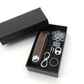 Brown leather key organizer kit with silver hardware displayed in a black gift box - Crazy Horse Coffee