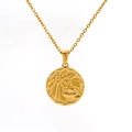 Libra zodiac pendant necklace in 18k gold finish stainless steel on white background - Libra