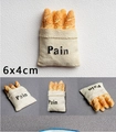 Realistic 3D resin baguette bread bag fridge magnet measuring 6x4cm for home kitchen decor - Bread Bag