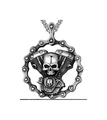 Colgante calavera motor plateada con borde de cadena de moto en estilo punk gótico - Colgante de Motor de Calavera (Sin Cadena Incluida) (E0311)
