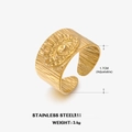 Anillo ajustable de acero inoxidable dorado con diseño de ojo de la suerte - Abierto Ajustable / Dorado