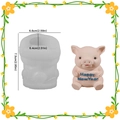 3D piggy silicone mold for DIY candles and plaster with Happy New Year sign, 7.5cm height - Piggy with Sign / Semi-transparent White