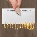 Gold 6 Pairs Set (Pearl/Twisted Hoop)(HS739-3)