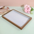 Rosewood grain jewelry display tray with grey velvet interior and necklace hooks - Necklace Bracelet Tray / 35.7*25*3cm