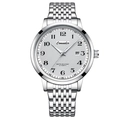 Orologio automatico da uomo con cinturino in acciaio argento e quadrante bianco goffrato - Acciaio Argento Quadrante Bianco