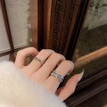 Bague double rangée croisée en argent sertie de zircons avec anneau minimaliste - Bague Croisée en Zircone Argentée