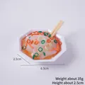 Miniature food keychain of Chinese noodles in a hexagonal white bowl with dimensions 6.3x2.5cm - Chili Oil Cold Skin Noodles - Octagonal Bowl - No Keychain