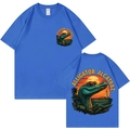Unisex royal blue cotton T-shirt featuring vintage Alligator Alcatraz graphic print - S / Royal Blue