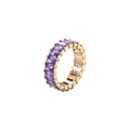 Golden eternity ring with emerald-cut purple crystals in a full-circle claw setting - US 8 / Gold + Purple Zirconia