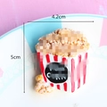 Resin popcorn bucket fridge magnet in red and white stripes, 5cm height decoration - Popcorn