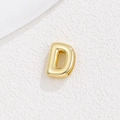 Polished 10mm gold-plated 3D letter D bead for DIY bracelet and watch band - Letter D / Gold
