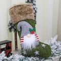 Green knit Christmas stocking with a fuzzy gnome, plush trim, and grey felt star details - Green 3D Gnome / Green