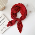 Elegant red pleated scarf with black paisley pattern on a minimalist background - Red Base Paisley Clover