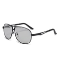 Classic black pilot polarized sunglasses with photochromic lenses for driving in 45-degree view - Black Frame Photochromic