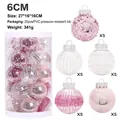 25pcs set of 6cm pink and white assorted Christmas ball ornaments in PVC barrel - Pink