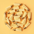 DIY yellow faux suede tassel charms with gold caps for jewelry making and keychains - Off White
