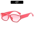 Y2K style pink integrated curved shield sunglasses with wide legs and metallic detail C7 - Pink Frame Gradient Pink Lens