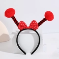 Red and black ladybug headband with plush pom poms and polka dot bow accessory - No.19 Bee Headband
