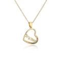 Détail du pendentif cœur MOM doré avec pierres en zircon colorées et chaîne en O - Or-Cœur Mom