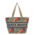 Large linen tote bag with Santa Marta sea star print for beach and travel use - Style 6 (Ocean Starfish-Santa Marta)