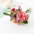 Artificial bouquet with pale pink rose and purple hydrangea in a variant silk flower style - Pink Pattern