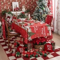 Set tovaglia natalizia rossa stampata Merry Christmas e accessori decorativi festivi - 140*260cm / Natale Rosso