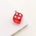 Pendente a dado in resina rossa traslucida con anello in metallo per gioielli fai-da-te - 14x14mm / 1 Pezzo di Dado Rosso