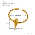 Detailed view of gold plated conch shell ring with 1.7cm diameter and steel texture - Conch Style (S-R268)