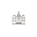 Silver hospital building charm with cross and engraved text for DIY jewelry making - Antique Silver Hospital 21x24mm
