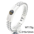 Pulsera hip hop para hombre en acero inoxidable con ojo de tigre y cristales - Estilo Diamante De Imitación Ojo De Tigre (KB204073-KFC) / Color Acero
