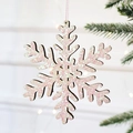 Ornamento natalizio a forma di fiocco di neve rosa glitterato per albero di Natale - 10cm / Fiocco di Neve Bianco Lucido
