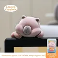 Pink flocked capybara monitor ornament, cute desk decor with display box, 61x67x47mm - New Fuzzy Capybara
