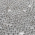 Zinc alloy 4x7mm flat beads with engraved Cyrillic letters for DIY jewelry making - Antique Silver Russian Letters