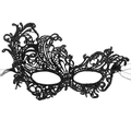 Elegant black lace masquerade mask with glittering finish and silk ribbon ties - Glitter Black Phoenix (5706668349877)